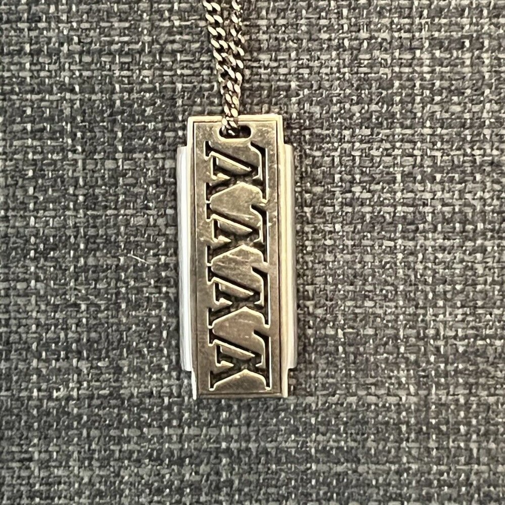 Louis Vuitton Necklace Monogram Logo Silver LV, Excellent!